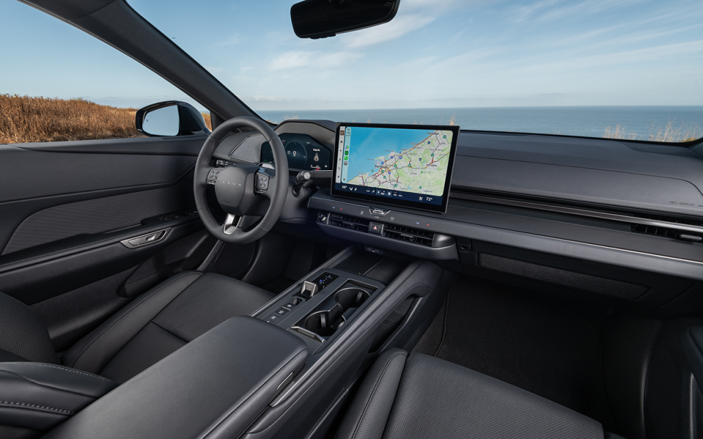 Interior of the 2027 Lexus ES with a large center touchscreen