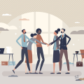 Illustration of a team of construction professionals collaborating in an office