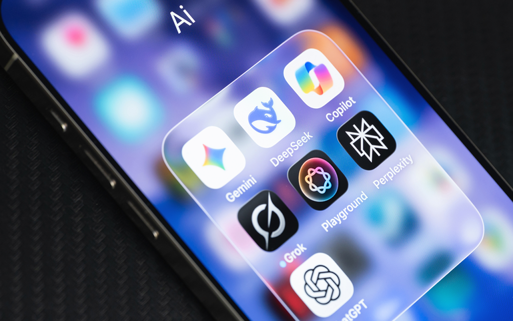 Smartphone screen showing AI app icons